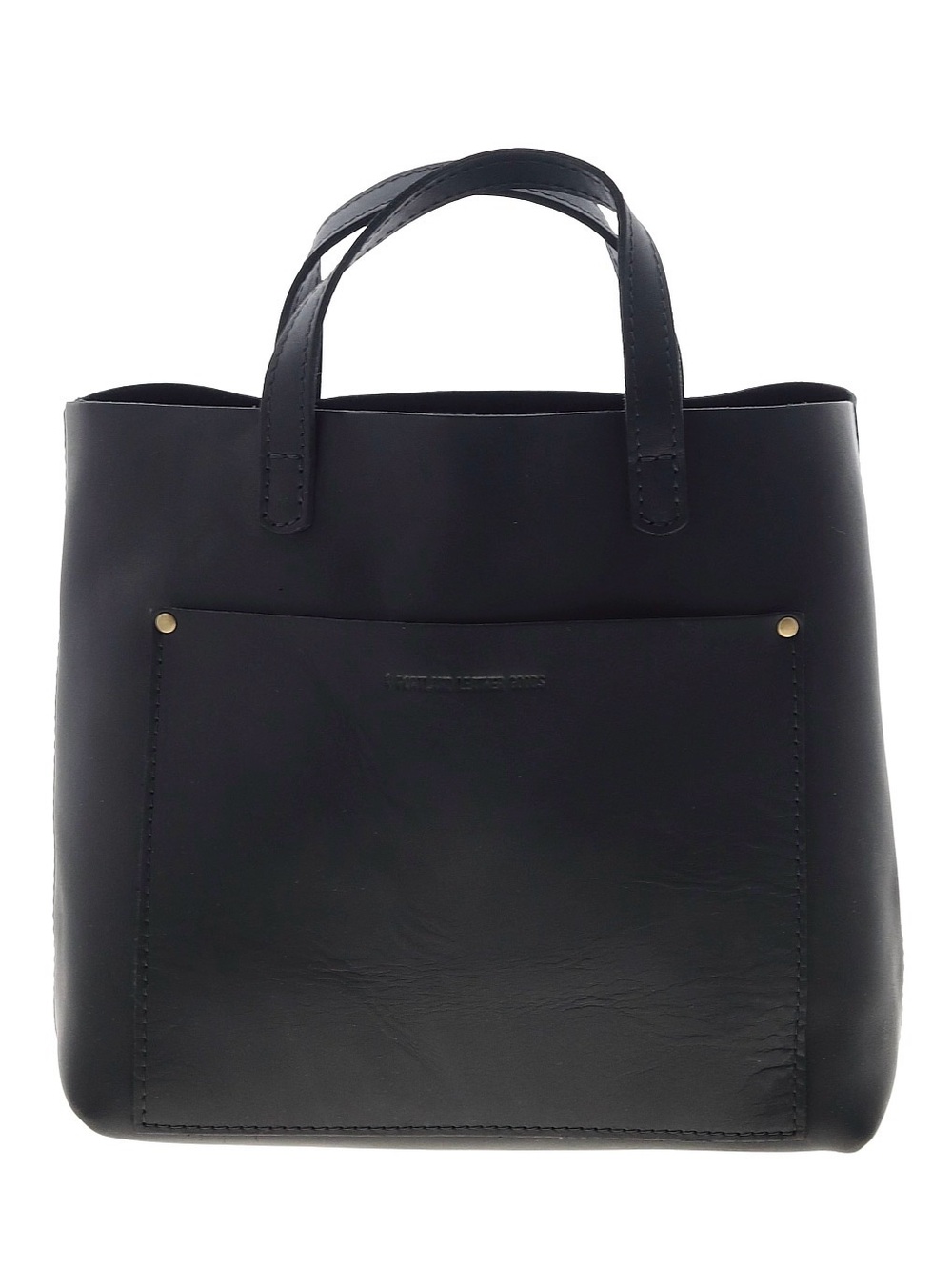 Portland Leather Goods Minimalist Black Leather Tote with Front Pocket